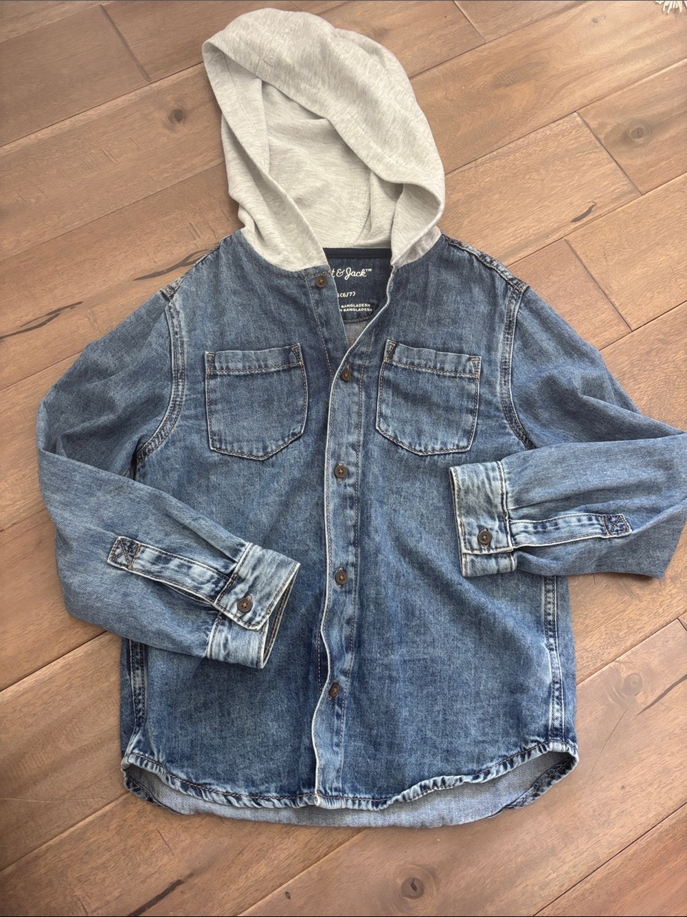 Cat & Jack Denim Jacket with Gray Hood